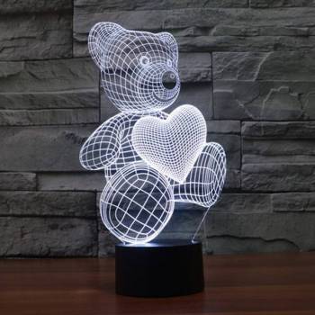 3D светильник мишка с сердцем