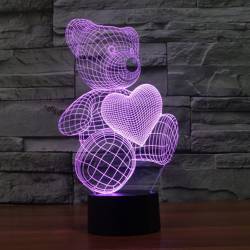 3D светильник "Мишка с сердцем"