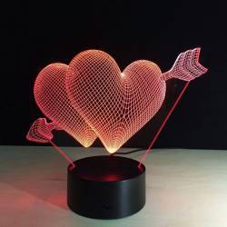 3Д светильник "Сердца влюбленных"